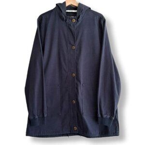 JUSTFAB / NEW Canvas Utility Casual Jacket w/ Hood Navy Blue Sz L